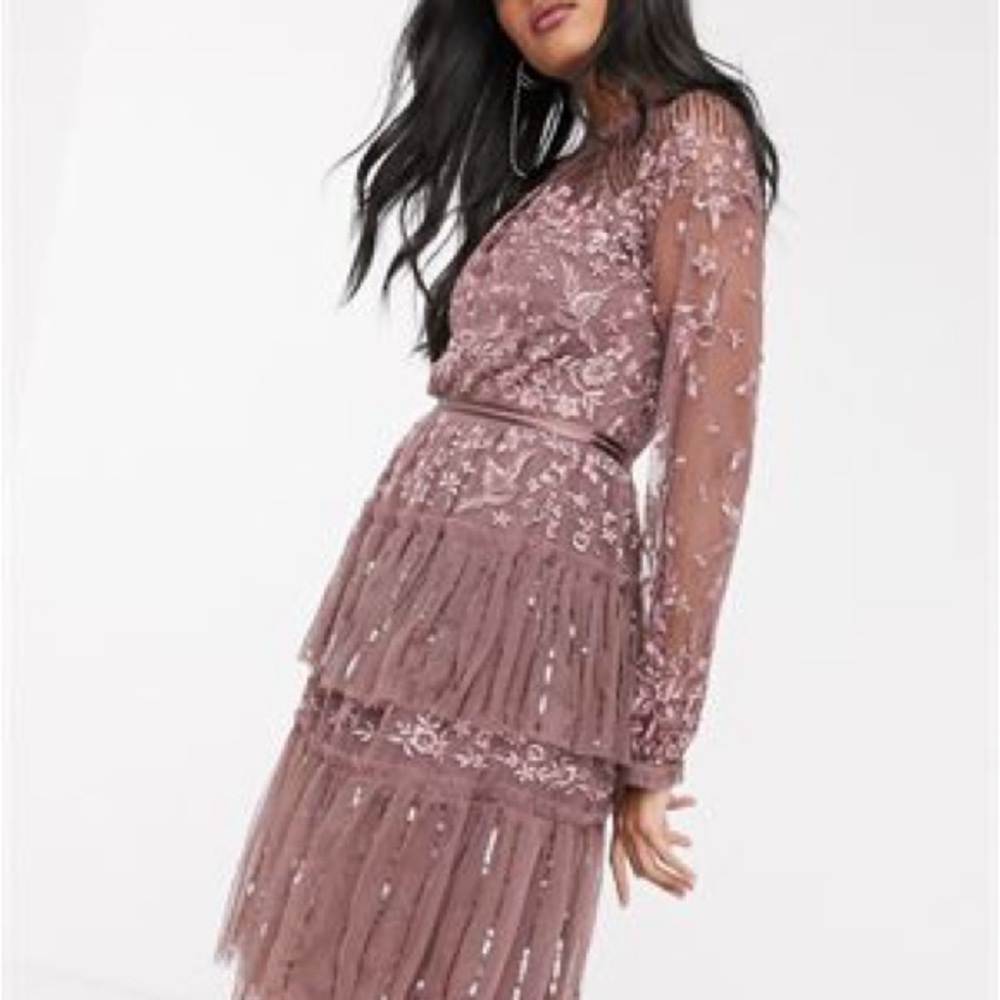 Needle & Thread Embroidered Tiered Dress